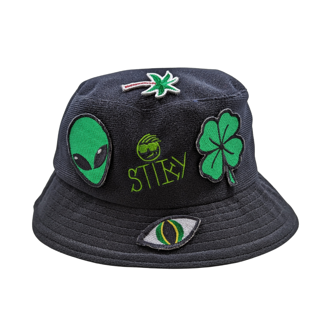 Stiky Bucket Hat - Black w/ Green Logo